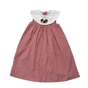 Vintage Ladybug Red & White Gingham Plaid Sundress Size 5 Girls Fast Friends USA